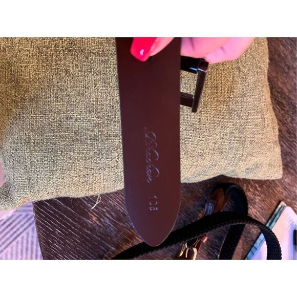 Rihachan Men’s Black Leather Pewter Buckle Belt sz 105 or US 42 - Picture 4 of 5